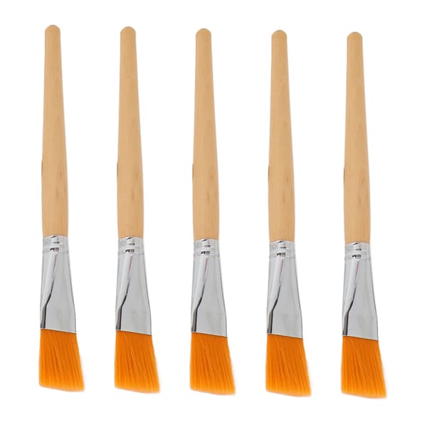 5 Pcs Face Application Makeup Brushes, Soft DIY Wooden Handles, Cosmetic Fan Brush Set for Mud Mask