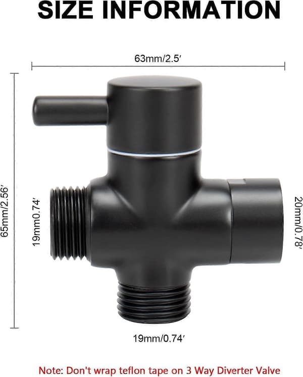 Solid Mässing G1/2\" Duscharm Universal 3-Vägs Omkastare Ventil för Handdusch och Fast Duschhuvud Ersättningskomponent Adapter (Ma [DB]