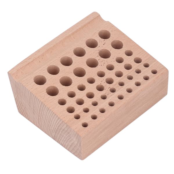 Leather Tool Holder 46 Holes Beech Wood Professional Leather Tool Organizer Storage Box for Leather Craft Tools