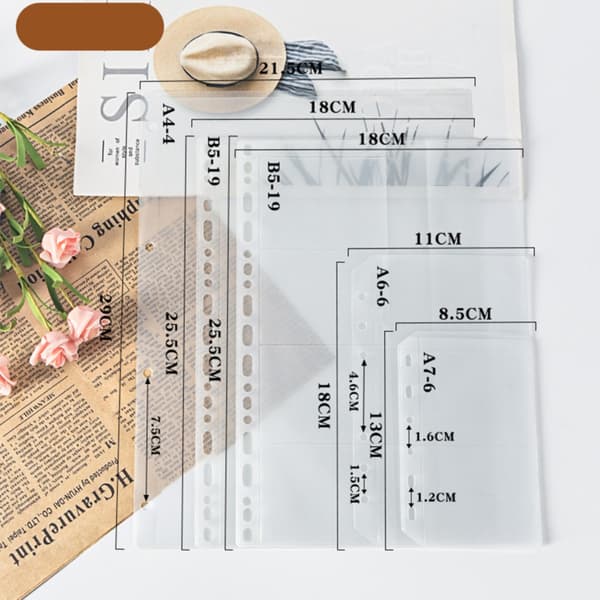 A5 Removable Inserts for Ring Binder - 10 Pack PP 6-Hole Two-Pocket Frosted Transparent Pockets Waterproof