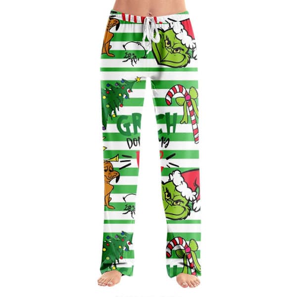Grinch Pyjamasbukser til kvinder, afslappede yogabukser med snøre og elastisk talje, løs pasform, lige, dybrøde S Dybrød-FX- Dybrød S Deep Red S Deep Red S