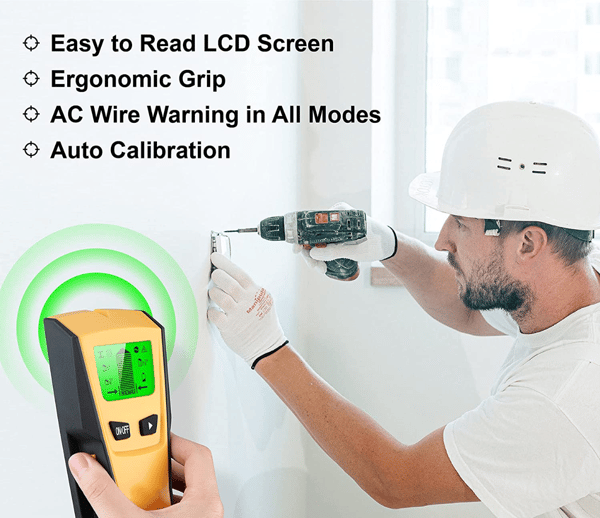 5-in-1 Stud Detector Wall Scanner, Wood Metal Studs and Live AC Wire