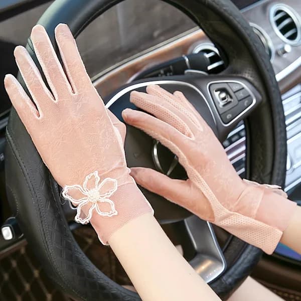 Sommerhandsker til kvinder, solbeskyttelse til kørsel, UV-beskyttelse, tynde handsker til elcykel, pink pink