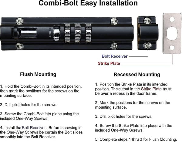 Mechanical Code Lock for Door, Keyless Combination Lock for Gate, Fixing Screws for Cabinet, Garden, Garage, Black Ha