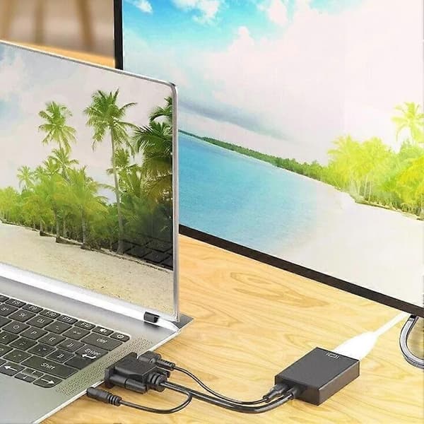 VGA til HDMI-omformer 1080P HD-adapter og USB-strømkabel