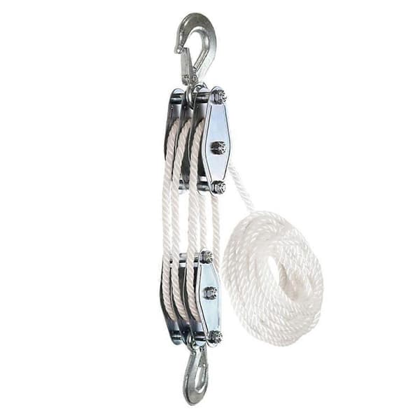 Block and Tackle Hoist System Rope Pulley Hoist Heavy Duty 15m