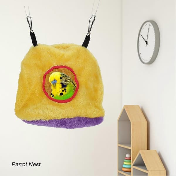 Parrot Nest, Windproof Plush Hammock Swing Bed for Birds, Small Size