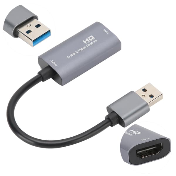 Capture Card til HDMI til USB2.0 4K 1080P Højopløsning til lyd- og videooptagelse Grå