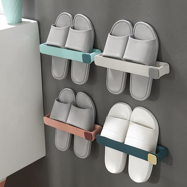 Ocean Blue Bathroom Slippers Punch-free Wall-mounted Hanging Shoe Rack Multi-layer Shoe Rack Space-saving Toilet Hook
