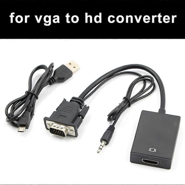 VGA til HDMI-konverter 1080P HD-adapter og USB-strømkabel