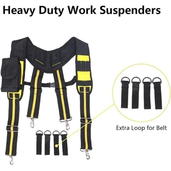 Adjustable Tool Belt Suspenders for Men, Compatible with Carpenters, Electricians, Plumbers, and Professional Tools