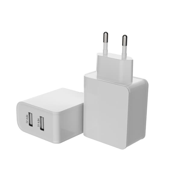 Shenzhen fabrikksalg direkte 24W 4.8A 2 USB-porter EU mobiltelefon hurtiglader CE Rohs