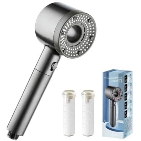 Brusehoved, vandbesparende brusehoved, håndbruser med 5 strålemønstre, højtryksbrusehoved med filter, vandbesparende brusehoved