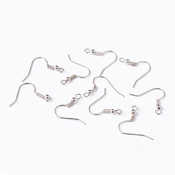 ___ 500 kpl. Nikkeli- ja lyijyttömät platinapinnoitetut korvakorukoukut 18 mm.