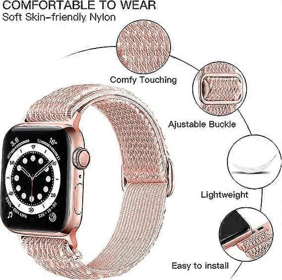 Elastiske bånd kompatible med Apple Watch-bånd, elastisk Solo Loop myk nylonrem erstatningsbånd for kvinner menn/A rosa/størrelse: 38/40/41 mm