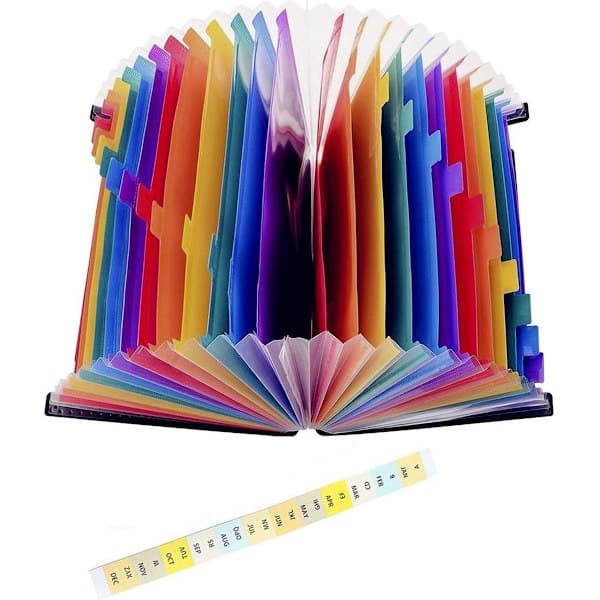 Dokumentmappe A4 Brandsikker harmonikamappe Skrivemappe A4 25 rum Mappe til dokumenter Gennemsigtig plastikmappe til opbevaring af papir