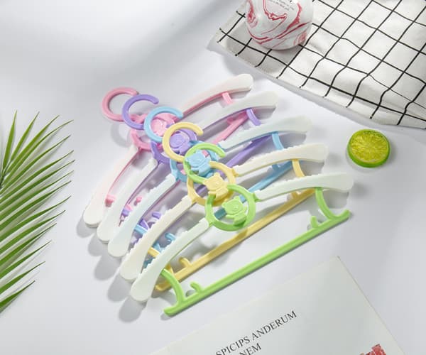 (Blue + White) 5-pack Stackable Children's Clothes Hangers with Bear Hooks, Non-slip Children's Clothes Hangers, Baby Clothes Hangers, Space-saving