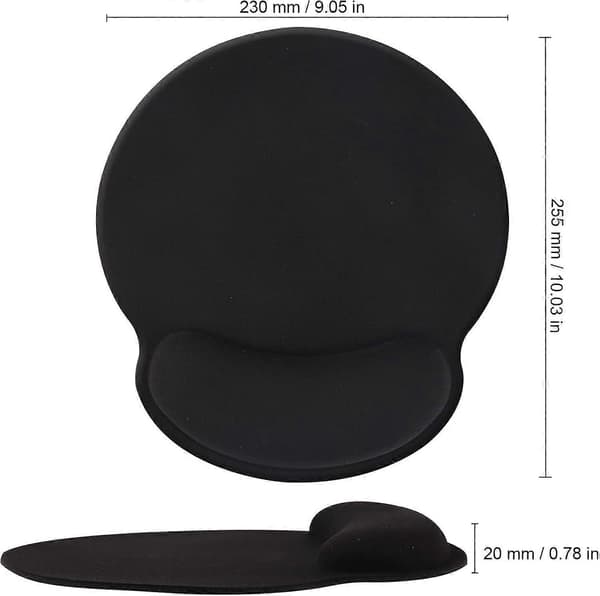 Musemåtte med håndledsstøtte, Ren Sort Ergonomisk håndledsstøtte, Komfortabel Memory Foam skridsikker håndledspude