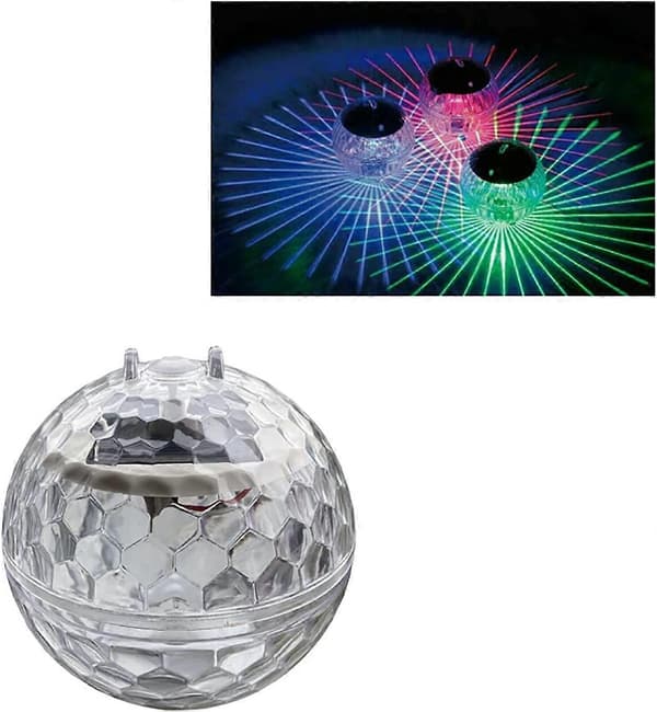 Flydende solcellelamper til pool, Diskolamper med RGB-farveskiftende vandtæt design