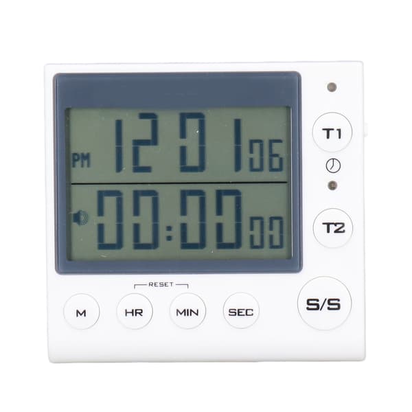 Mini digital timer clock count down up multifunctional time manager adjustable volume white for cooking studying exercising