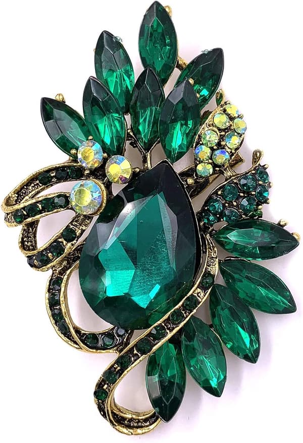 Løv Strass Statement Broche Nål Kjole Smykker Tilbehør