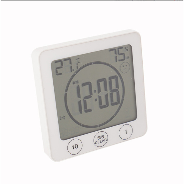 Badeværelsesur, Vandtæt Touch Control Brusebadsur, LCD-ciffer
