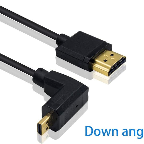 HDMI til standard HDMI-kabel, Micro HDMI til HDMI spiralkabel, vinklet, 1,2 m
