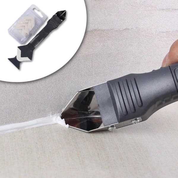 3-in-1 Sealant Remover with Stainless Steel Scraper and Smoothing Rubber - Multi-tool for Joints