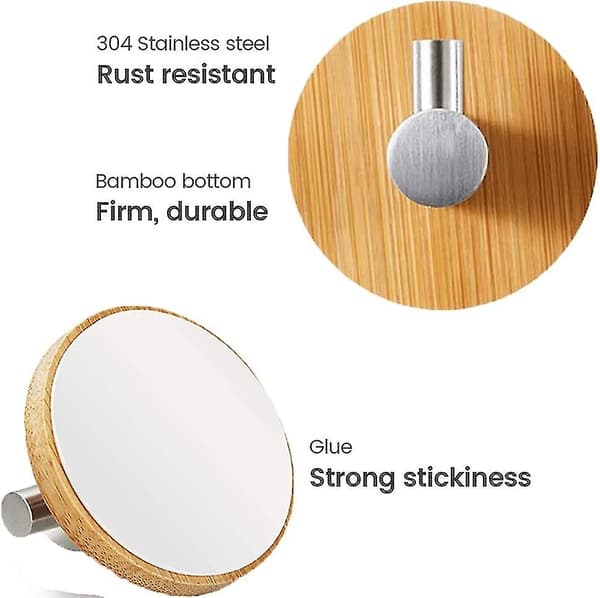 4 kpl bambu seinäkoukku, bambu ruostumattomat koukut, bambu itseliimautuva koukku, ei porausta itseliimautuvat pyyhekoukut kylpyhuoneeseen, wc:hen, keittiöön (si