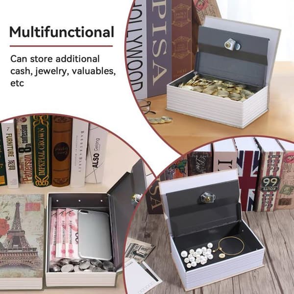 Book Safe with Key Lock, Small Book Safe, Portable Metal Book Safe, Book Safe