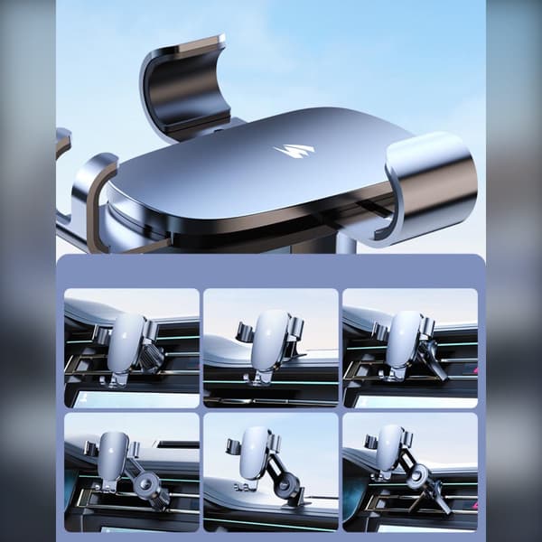 Aluminum Extension Mount with Suction Cup and Adhesive Base — 360° Rotatable Phone Holder with Mechanical Anti-Shake Lock and Silicone Padding