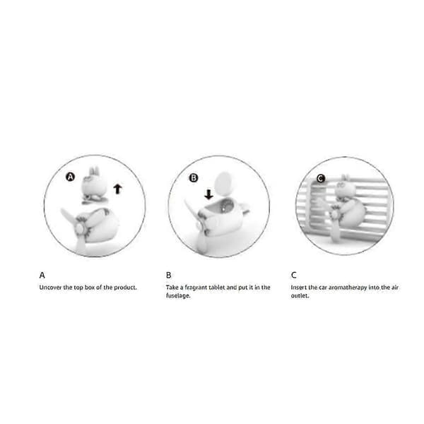Sød Kanin Pilot Bil Luftfrisker med Roterende Propel Ventilationsclips, Aromaterapi Diffuser til Bilinteriør