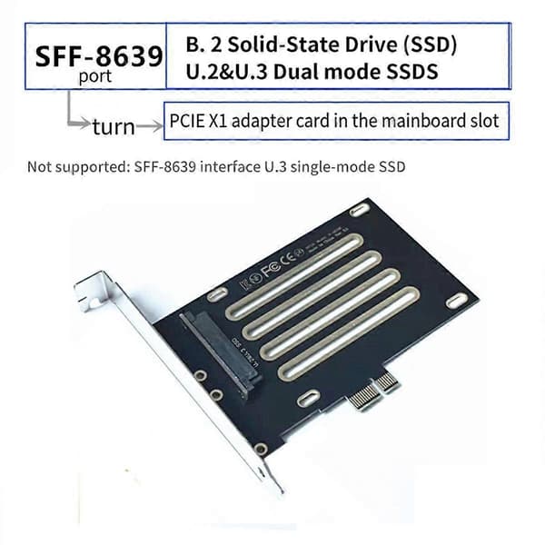 SFF-8639 U.2 U.3 till PCIE 3.0 4.0 X1 Adapterkort Adapter Moderkortplats PCIEX1 Multifunktionsadaptermodul