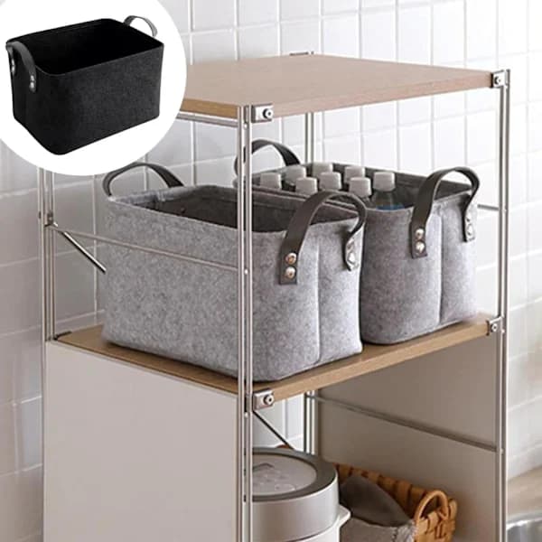 Black Basket, Black Storage Box, Felt Storage Bins, Storage Baskets, Felt Storage Basket, Foldable Open Storage Bins
