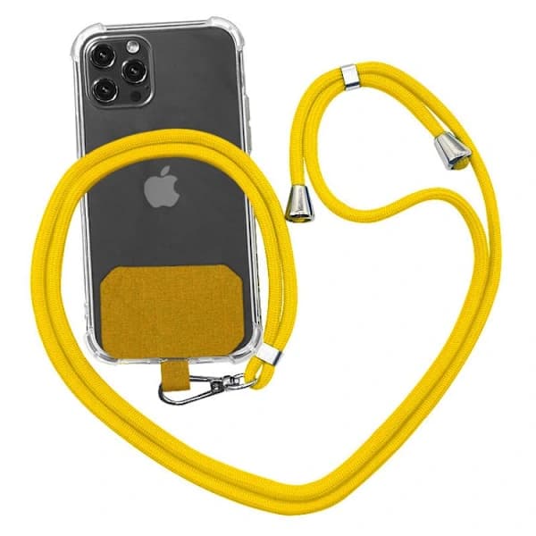 Adjustable Crossbody Phone Strap - Multifunctional Neck/Wrist Strap with Detachable Chain for Hands-Free Use (Yellow)