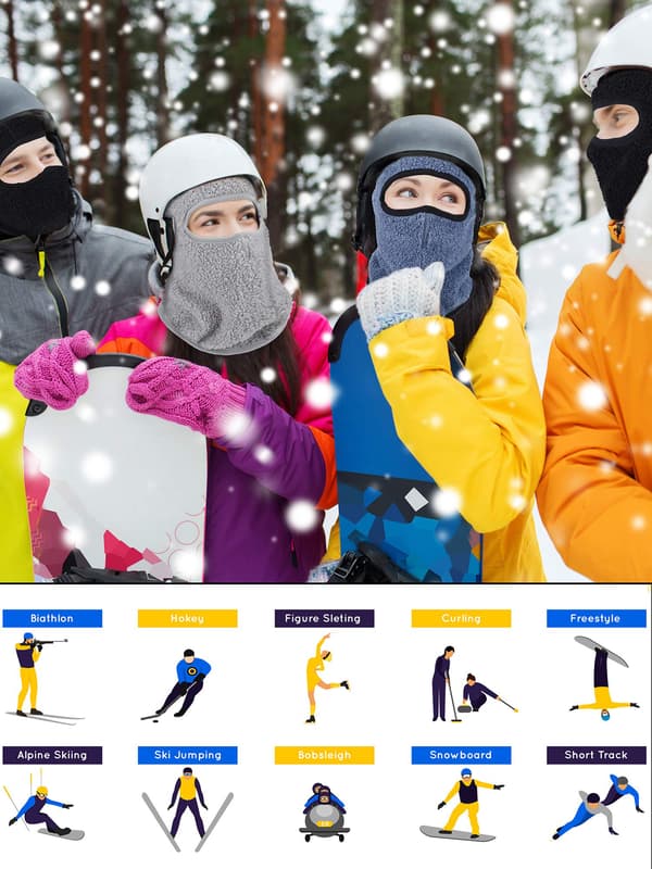 1-pack set vinter skidbalaclava snö vindtät kallt väder balaclava för män och kvinnor (grå)