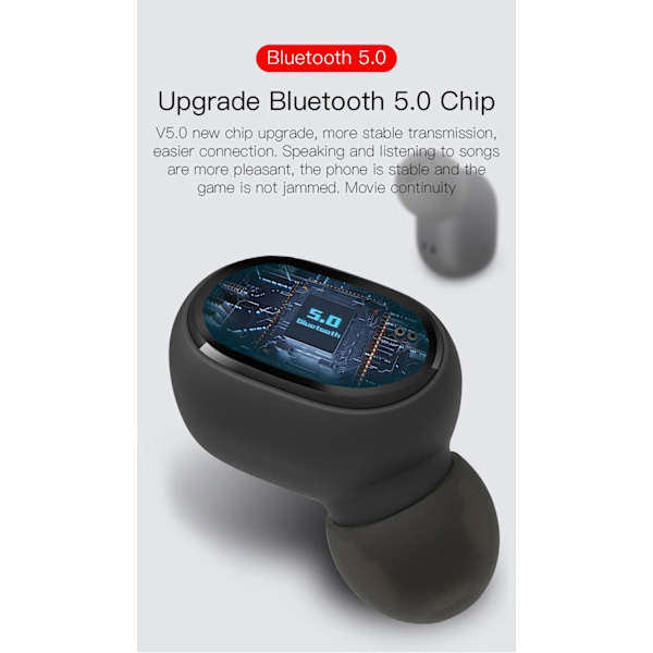 TWS-kuulokkeet iOS- ja Android-laitteille Bluetooth 5.0:lla Black Svart