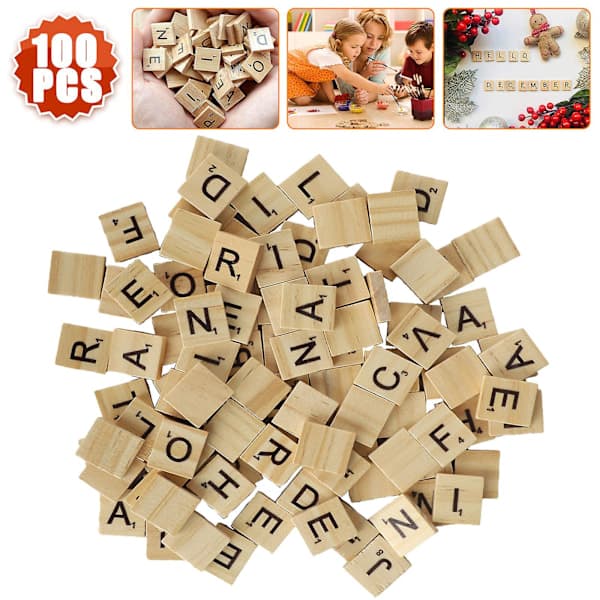 300 stk. træbogstaver til Scrabble - Erstatningsbrikker til spil og håndværk
