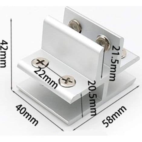 Sæt med 4 T-formede glasklemmer til 3 sidepaneler, brusere, borde, 10-12 mm klemmer