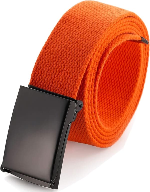 2 pcs Adjustable Canvas Belts (Orange, Green) Solid Color M