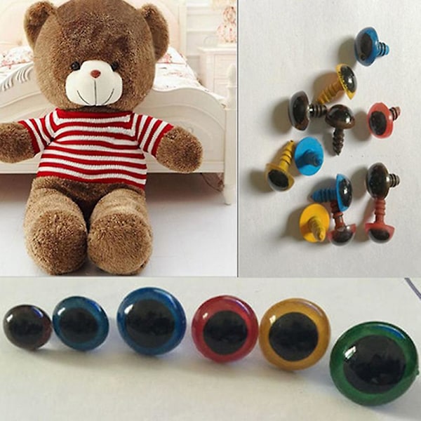 Haloppe 100 stk 8-20 mm plastik sikkerhedsøjne til bamse dukke dyredokke håndværk DIY Db Golden Golden 14mm