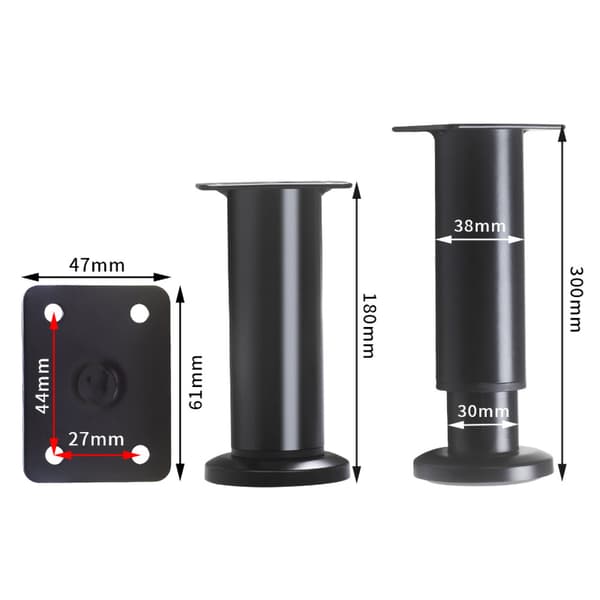 Justerbare møbelben 18-30 cm - Svart
