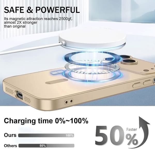 Smal silikonfodral för iPhone 17 Pro med magnetisk guldring-FX-