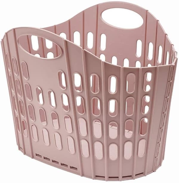 Sammenklappelig vasketøjskurv til nem opbevaring, pink, 38 liter
