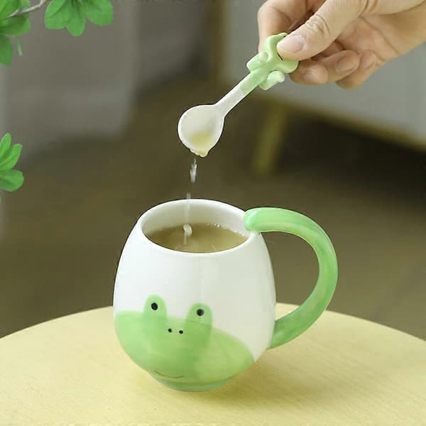 Funny Coffee Mug 414 ml Frog Coffee Mug with Spoon Funny Gift Mug Novelty Cup Ceramic Mug Gift