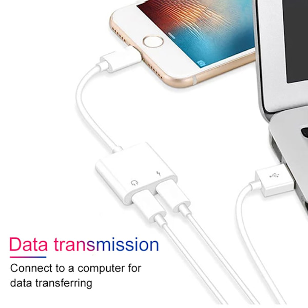 iPhone 7/8/X/XS/XR/XS Max Dubbel Lightning Adapter Splitter White Vit