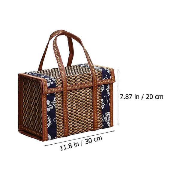 Utomhus picknickkorg Bambuvävd fruktkorg Rektangulär minimalistisk stil för fotografering Brun 30X20X15CM 1-pack