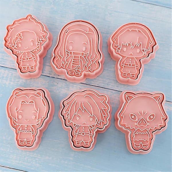 6 stk/sett Demon Slayer Kakepynt Form Kjeks Kake Fondant DIY Dessertform