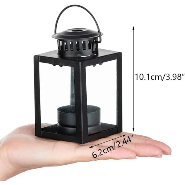 Hanging Lanterns 6-pack Retro Style Tealight Holders for Indoor Outdoor Wedding Parties Home Decor Black Small