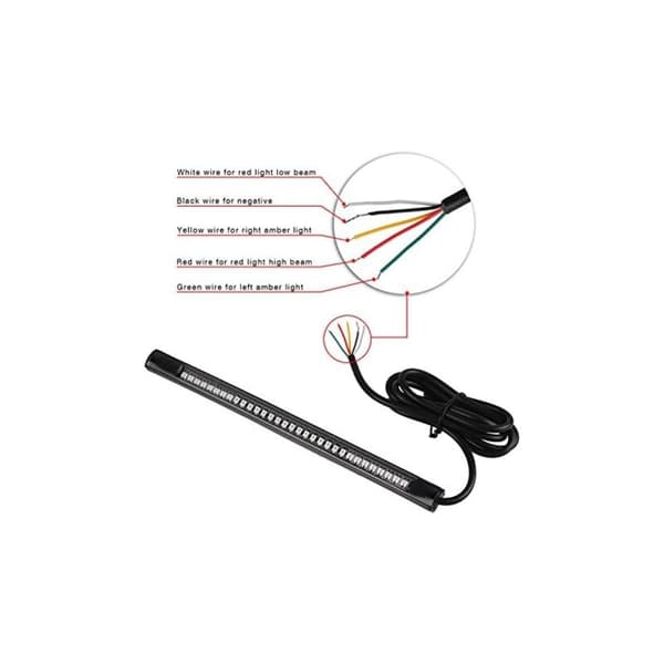 LED-lysstripe - For motorsykkel - Brems-/blinklys - 48 LED - Universal og fleksibel